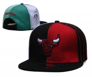NBA Chicago Bulls Mitchell & Ness Black Red 75th Anniversary Snapback Hat 2263