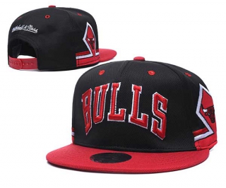 NBA Chicago Bulls Mitchell & Ness Black Red Snapback Hats 2265
