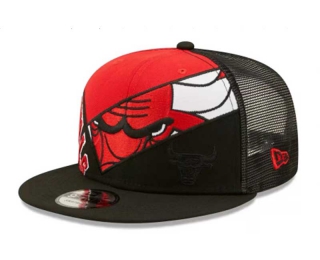 NBA Chicago Bulls New Era Black Criss Cross Trucker 9FIFTY Snapback Hat 2273