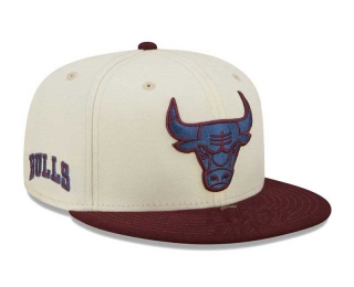 NBA Chicago Bulls New Era Cream Burgundy Color Pop 9FIFTY Snapback Hat 2277