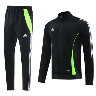 Men's Adidas Athletic Full Zip Jacket Sweatsuits Black Fluorescent Green