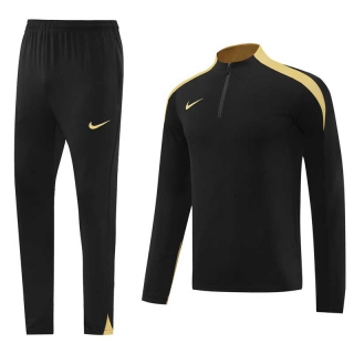 Men's Nike Athletic Half Zip Jacket Sweatsuits Black Gold