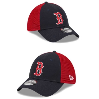 MLB Boston Red Sox New Era Navy Red Curved Brim Mesh 39THIRTY Hat 2056