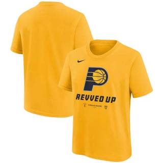 Men's Indiana Pacers Nike 2024 NBA Playoffs Mantra Short T-Shirt Gold