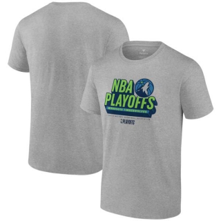 Men's Minnesota Timberwolves Fanatics Branded 2024 NBA Playoffs Defensive Stance Short T-Shirt Grey