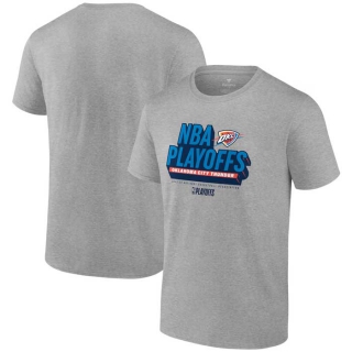 Men's Oklahoma City Thunder Fanatics Branded 2024 NBA Playoffs Defensive Stance Short T-Shirt Grey
