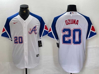 Men's MLB Atlanta Braves #20 Marcell Ozuna White 2023 City Connect Cool Base Stitched Jersey