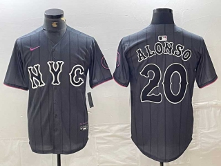 Men's MLB New York Mets #20 Pete Alonso Grey 2024 City Connect Cool Base Stitched Jersey