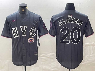 Men's MLB New York Mets #20 Pete Alonso Grey Logo 2024 City Connect Cool Base Stitched Jersey