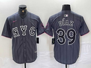 Men's MLB New York Mets #39 Edwin Diaz Grey 2024 City Connect Cool Base Stitched Jersey