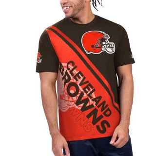 Men's NFL Cleveland Browns Brown Orange Starter Finish Line Extreme Graphic T-Shirt