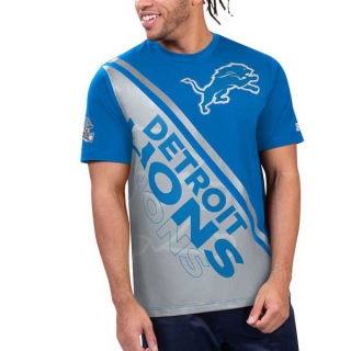Men's NFL Detroit Lions Blue Silver Starter Finish Line Extreme Graphic T-Shirt