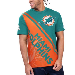 Men's NFL Miami Dolphins Aqua Orange Starter Finish Line Extreme Graphic T-Shirt