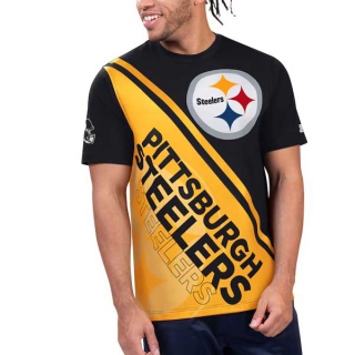 Men's NFL Pittsburgh Steelers Black Gold Starter Finish Line Extreme Graphic T-Shirt