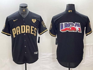 Men's MLB San Diego Padres Black Gold PS Patch 20th Anniversary Nike Cool Base Stitched Baseball Jersey