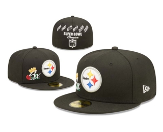 NFL Pittsburgh Steelers New Era Black 6x Super Bowl Champions Crown 59FIFTY Fitted Hat 1101