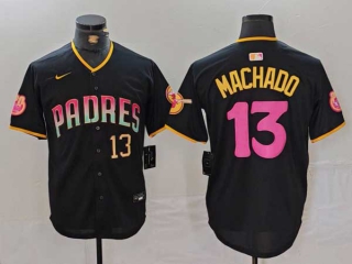 Men's MLB San Diego Padres #13 Manny Machado Black Gold Number 20th Anniversary Cool Base Nike Stitched Jersey