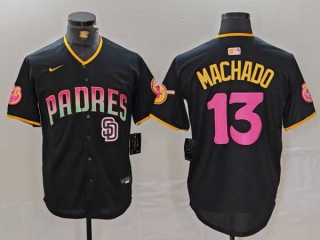 Men's MLB San Diego Padres #13 Manny Machado Black Logo 20th Anniversary Cool Base Nike Stitched Jersey