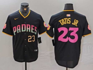 Men's MLB San Diego Padres #23 Fernando Tatis Jr Black Gold Number 20th Anniversary Cool Base Nike Stitched Jersey