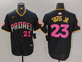 Men's MLB San Diego Padres #23 Fernando Tatis Jr Black Pink Number 20th Anniversary Cool Base Nike Stitched Jersey