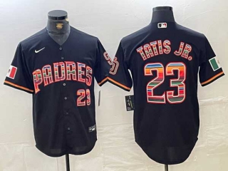 Men's MLB San Diego Padres #23 Fernando Tatis Jr Black Rainbow Mexico Cool Base Stitched Jersey