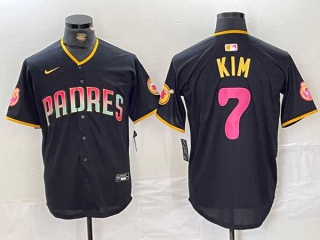 Men's MLB San Diego Padres #7 Ha-Seong Kim Black Cool Base Stitched Nike Baseball Jersey