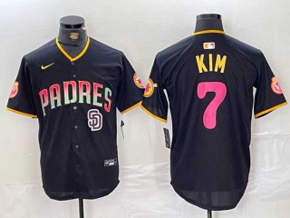 Men's MLB San Diego Padres #7 Ha-Seong Kim Black Logo Cool Base Stitched Nike Baseball Jersey