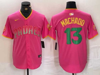 Men's MLB San Diego Padres #13 Manny Machado Pink Cool Base Stitched Nike Baseball Jersey