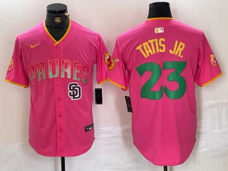 Men's MLB San Diego Padres #23 Fernando Tatis Jr Pink Logo Cool Base Stitched Nike Baseball Jersey