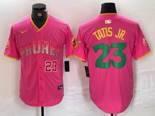 Men's MLB San Diego Padres #23 Fernando Tatis Jr Pink Red Number Cool Base Stitched Nike Baseball Jersey