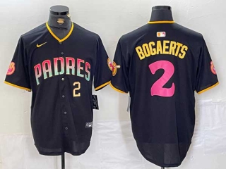 Men's MLB San Diego Padres #2 Xander Bogaerts Black Gold Number With Patch Cool Base Nike Stitched Jersey