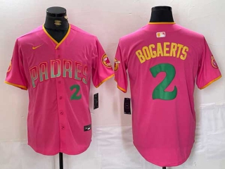 Men's MLB San Diego Padres #2 Xander Bogaerts Pink Green Number With Patch Cool Base Nike Stitched Jersey