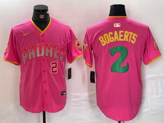 Men's MLB San Diego Padres #2 Xander Bogaerts Pink Red Number With Patch Cool Base Nike Stitched Jersey