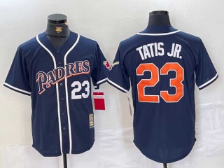 Men's MLB San Diego Padres #23 Fernando Tatis Jr Navy Blue Stitched Cool Base Throwback Jersey