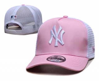 MLB New York Yankees New Era Curved Brim Mesh Trucker 9FORTY Adjustable Hat Pink White 2325