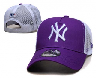 MLB New York Yankees New Era Curved Brim Mesh Trucker 9FORTY Adjustable Hat Purple White 2326