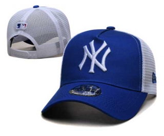 MLB New York Yankees New Era Curved Brim Mesh Trucker 9FORTY Adjustable Hat Royal White 2327