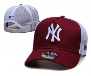 MLB New York Yankees New Era Curved Brim Mesh Trucker 9FORTY Adjustable Hat Wine White 2328