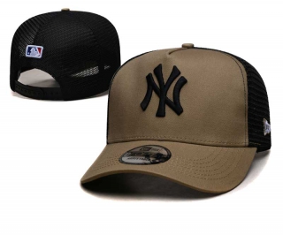 MLB New York Yankees New Era Back Patch A-Frame Trucker 9FORTY Adjustable Hat Camel Black 2333