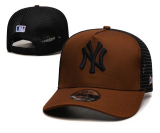 MLB New York Yankees New Era Back Patch A-Frame Trucker 9FORTY Adjustable Hat Dark Brown Black 2336