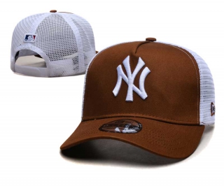 MLB New York Yankees New Era Back Patch A-Frame Trucker 9FORTY Adjustable Hat Dark Brown White 2337