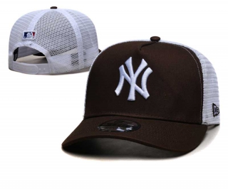 MLB New York Yankees New Era Back Patch A-Frame Trucker 9FORTY Adjustable Hat Deep Brown White 2338