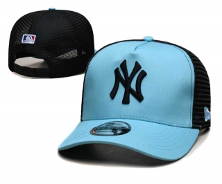 MLB New York Yankees New Era Back Patch A-Frame Trucker 9FORTY Adjustable Hat Light Blue Black 2344