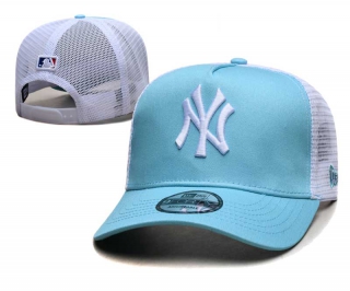 MLB New York Yankees New Era Back Patch A-Frame Trucker 9FORTY Adjustable Hat Light Blue White 2345