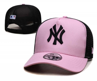 MLB New York Yankees New Era Back Patch A-Frame Trucker 9FORTY Adjustable Hat Pale Pink Black 2348