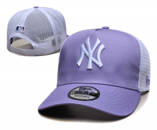 MLB New York Yankees New Era Back Patch A-Frame Trucker 9FORTY Adjustable Hat Purple White 2351