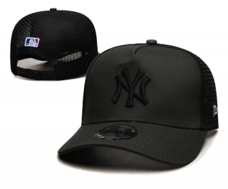 MLB New York Yankees New Era Back Patch A-Frame Trucker 9FORTY Adjustable Hat Solid Olive Green Black 2353