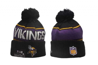 NFL Minnesota Vikings New Era Black 2024 Sideline Sport Cuffed Knit Beanie Hat With Pom 5017