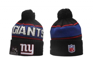 NFL New York Giants New Era Black 2024 Sideline Sport Cuffed Knit Beanie Hat With Pom 5016