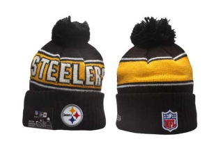 NFL Pittsburgh Steelers New Era Black 2024 Sideline Sport Cuffed Knit Beanie Hat With Pom 5026